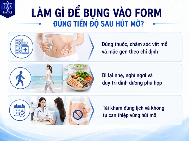 Để hỗ trợ vùng bụng hồi phục và vào form đúng tiến độ, bạn cần thực hiện đúng hướng dẫn của bác sĩ