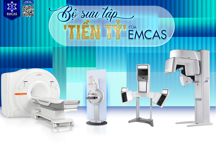 EMCAS được trang bị hệ thống máy móc, thiết bị y tế tiên tiến như máy siêu âm Chison CBIT 8, CT 128 dãy, MRI 3.0 Tesla, chụp nhũ ảnh Mammomat Inspiration,… phục vụ cho quá trình thăm khám trước phẫu thuật, theo dõi trong và sau nâng ngực.