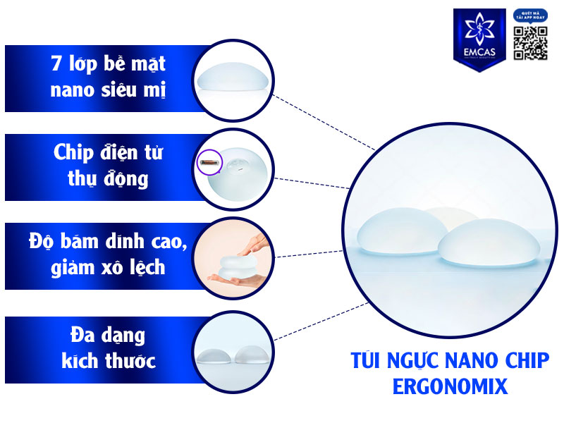 Túi ngực Nano chip Ergonomix là dòng túi ngực cao cấp thuộc thương hiệu Motiva, được phát triển theo tiêu chuẩn an toàn sinh học nghiêm ngặt.
